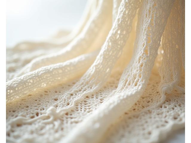 Delicate lace knitted shawl stretched and pinned on blocking mats