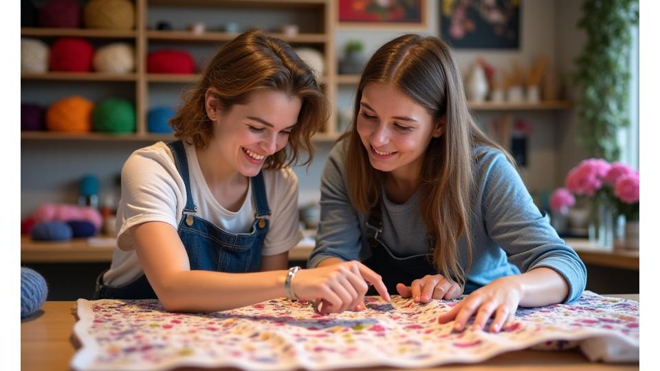 An instructor demonstrating a knitting technique to a single student in a bright, inviting studio, showcasing personalized craft education.