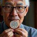 Portrait of instructor David Chen, focused on cross-stitch.
